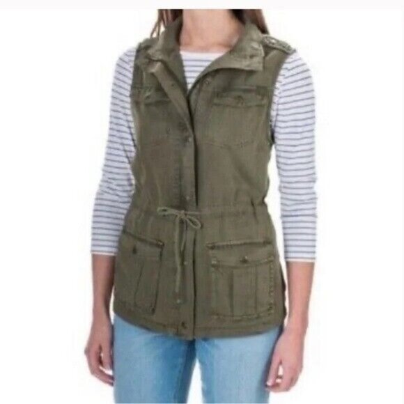 Lucky Brand Green Lyocell and Viscose Utility Vest Jacket Women’s Size Small - Picture 1 of 10